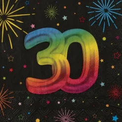 12 serviettes en papier pour anniversaire - 33 x 33 cm - Collection Festicolor - Âge au choix