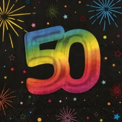 12 serviettes en papier pour anniversaire - 33 x 33 cm - Collection Festicolor - Âge au choix