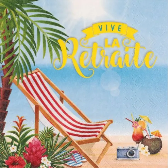 20 Serviettes en papier - Retraite Tropicale - 16,5 cm