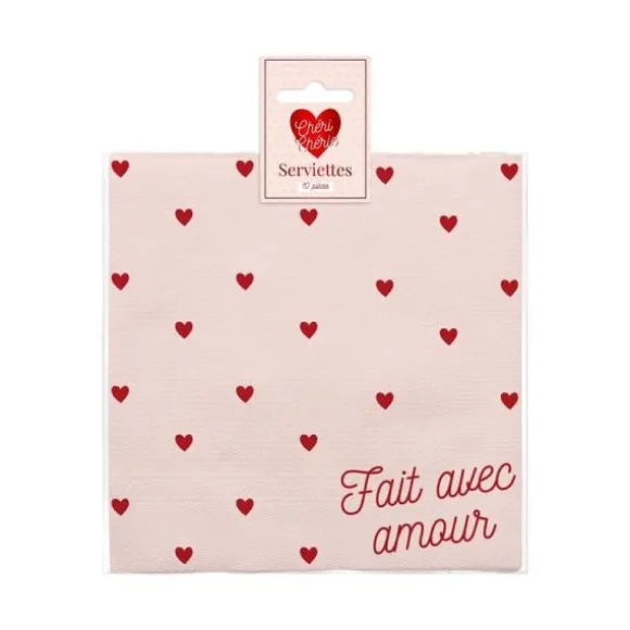 10 serviettes en papier - Saint-Valentin - Collection Chéri Chérie