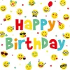 20 serviettes en papier - 33 x 33 cm - Atelier "Happy Birthday" avec smileys