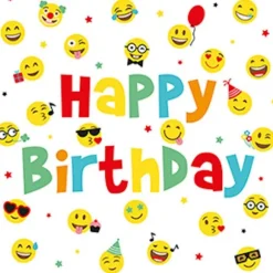 20 serviettes en papier - 33 x 33 cm - Atelier "Happy Birthday" avec smileys