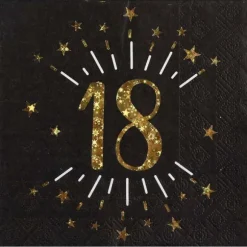 10 serviettes en papier - 33 x 33 cm - Collection Joyeux Anniversaire Étincelant Or - Âge au choix