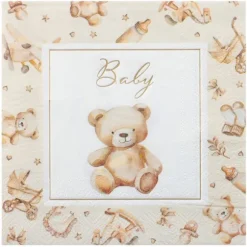 12 serviettes en papier - 33 x 33 cm - Collection Little Teddy