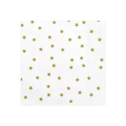 20 serviettes en papier - 33 x 33 cm - Étoiles dorées