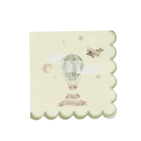 10 serviettes "1er Anniversaire" en papier - 33 x 33 cm - Collection Dans les Nuages