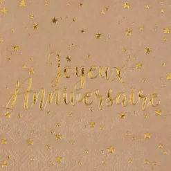 20 Serviettes " Joyeux Anniversaire " - Couleur Kraft