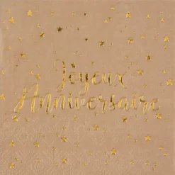 10 serviettes "Joyeux Anniversaire" en papier - 33 x 33 cm - Couleur au choix