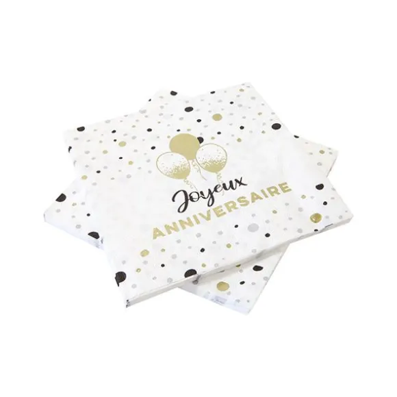 20 serviettes "Joyeux Anniversaire" en papier - 33 x 33 cm - Collection Splendid