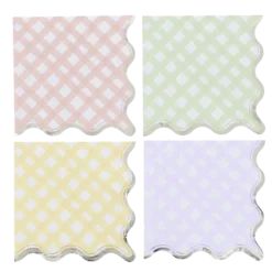 16 serviettes à motifs vichy en papier - 33 x 33 cm - Pâques
