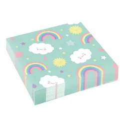 20 Serviettes Nuage et Arc-en-Ciel