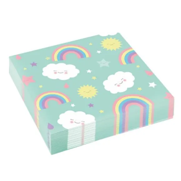 20 Serviettes Nuage et Arc-en-Ciel