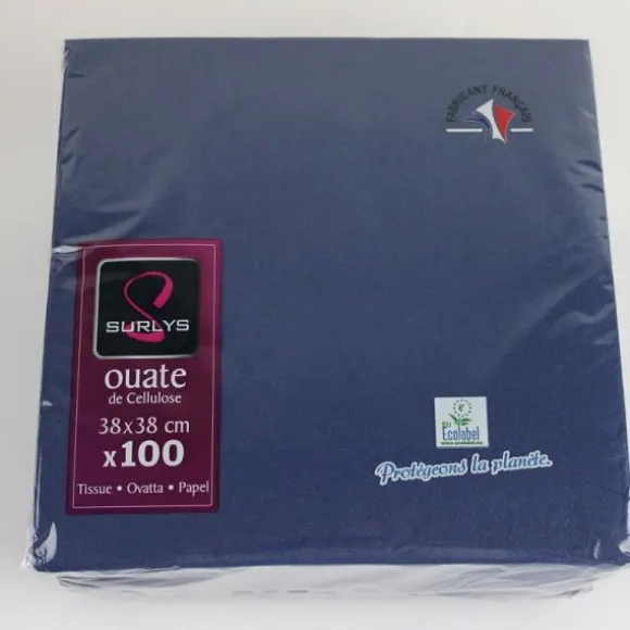 100 Serviettes Ouate de Cellulose - Bleu Vif