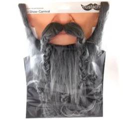 Set barbe et moustache "Viking" - Gris