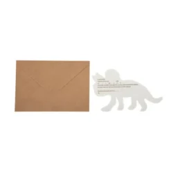 Set de 4 invitations avec enveloppes - Collection Dinosaure Kraft