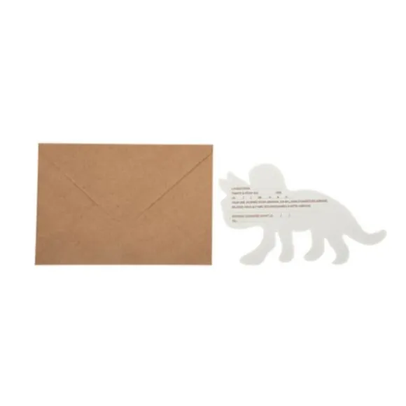 Set de 4 invitations avec enveloppes - Collection Dinosaure Kraft