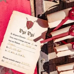Set de 8 invitations parchemin - Collection Chevalier Bordeaux