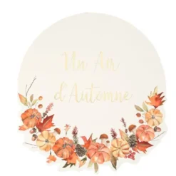 8 sets de table en carton - Diamètre 35 cm - Un air d'automne - Châtaigne, Terracotta et Or