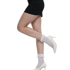 Socquettes blanches à revers en dentelle - Taille unique