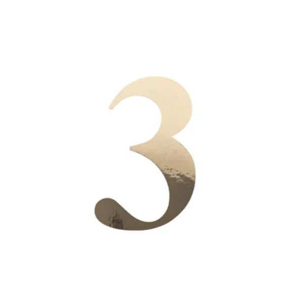 Sticker en forme de chiffre - 15 cm - Or - Chiffre au choix