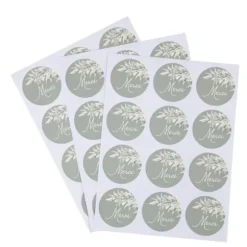 24 stickers "Merci" FSC® - Diamètre 5 cm - Collection Greenery