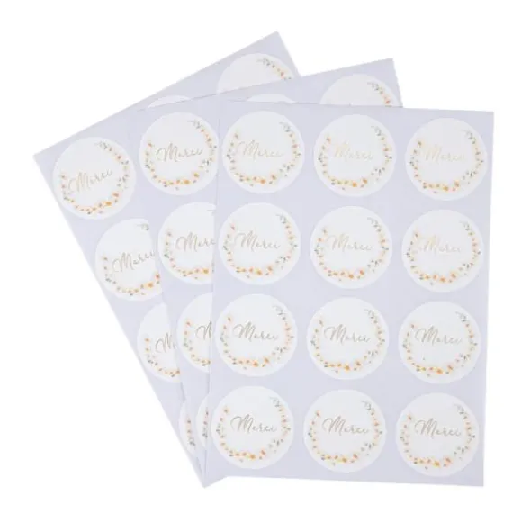 24 stickers "Merci" FSC® - Diamètre 5 cm - Collection Daisy