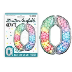Structure gonflable géante en forme de chiffre pour 70 ballons - 126 cm - Chiffre au choix