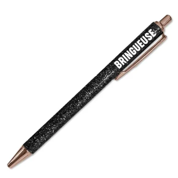 Stylo à paillettes humoristique - Collection Girls Club - Modèle au choix