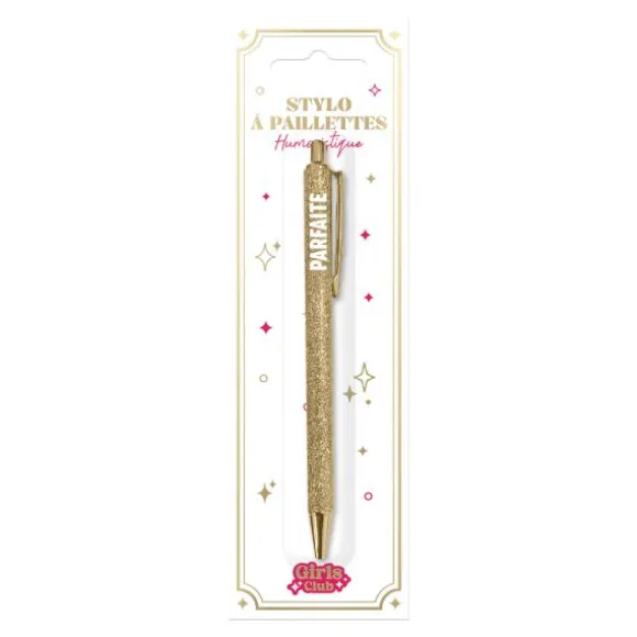 Stylo à paillettes humoristique - Collection Girls Club - Modèle au choix
