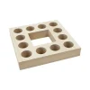 Support en bois carré pour 12 tubes à essai - 15,4 x 15,4 x 2,5 cm