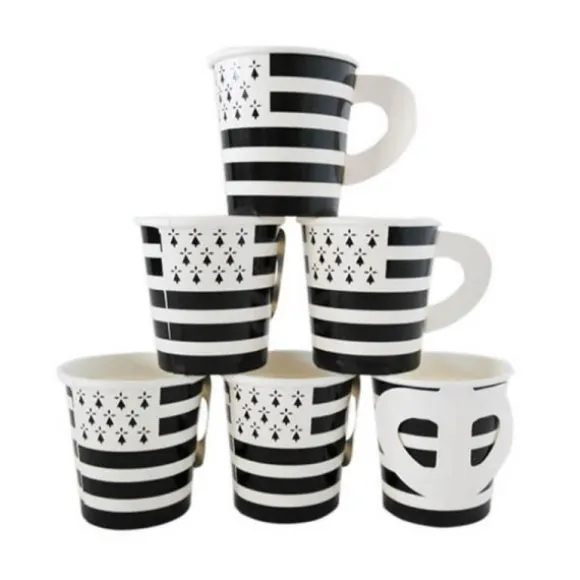 6 tasses à café en carton - Drapeau Breton