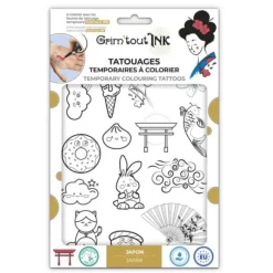 Tatouages temporaires à colorier - Japon - Grim'tout Ink