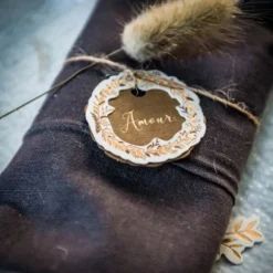10 Étiquettes Amour et Couronne Végétale - Kraft et Cuivre