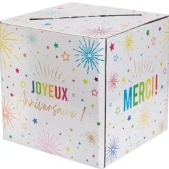Tirelire "Joyeux Anniversaire" - 20 x 20 x 20 cm - Collection Festicolor - Couleur au choix