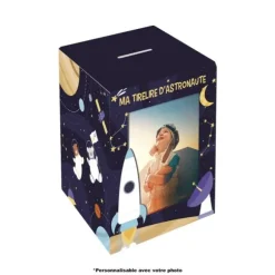 Tirelire personnalisable en bois pour enfant - Astronaute