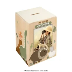 Tirelire personnalisable en bois pour enfant - Explorateur