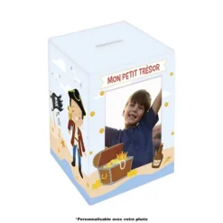 Tirelire personnalisable en bois pour enfant - Pirate