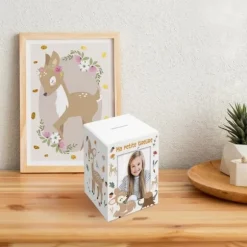 Tirelire personnalisable en bois pour enfant - Biche