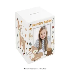 Tirelire personnalisable en bois pour enfant - Biche