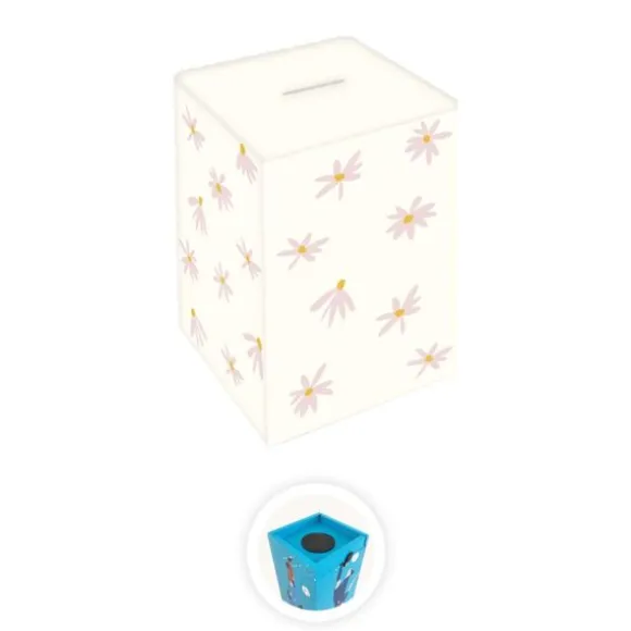 Tirelire personnalisable en bois pour enfant - Fleurs