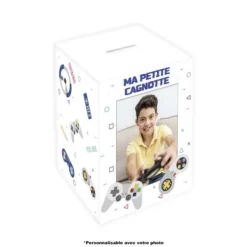Tirelire personnalisable en bois pour enfant - Jeux vidéo