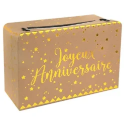 Tirelire valise " Joyeux Anniversaire " - Couleur Kraft