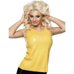 Top à sequins Femme - Jaune - Taille M