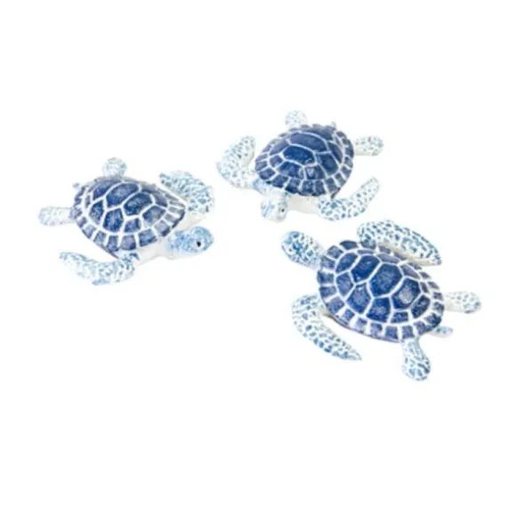 3 Tortues en Résine - Bleu