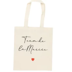 Tote Bag "Team de la Mariée" en tissu avec effet de lin - 32 x 60 cm - EVJF