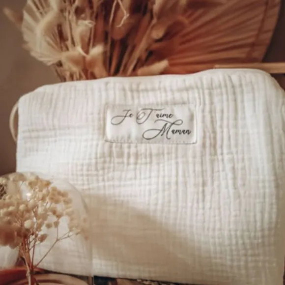 Trousse de toilette en gaze de coton - Modèle au choix