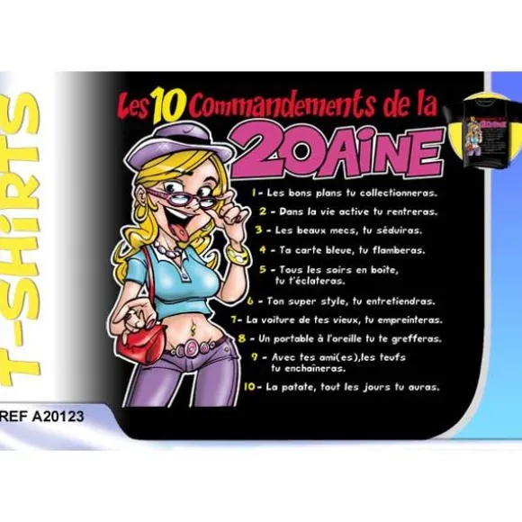 T-Shirt Femme Anniversaire 20 ans "Les 10 Commandements"