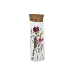 Tube en verre de Fleurs séchées avec bouchon en liège - Couleur aléatoire
