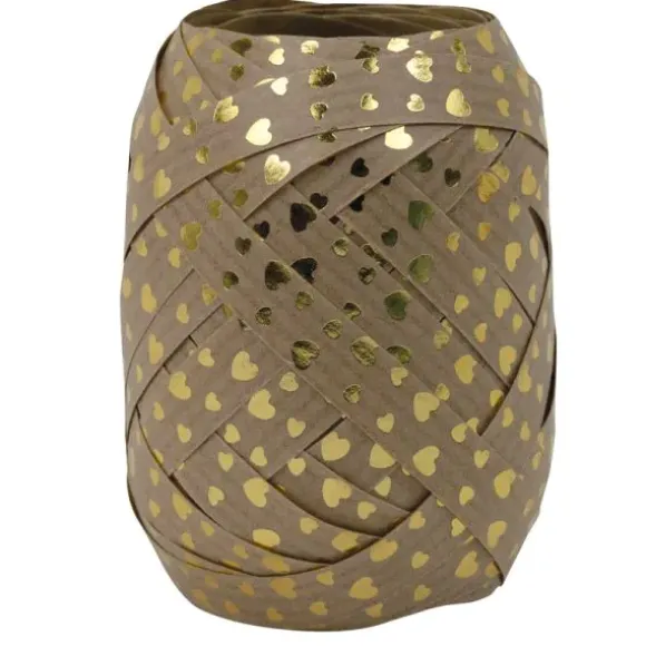 Œuf Bolduc Kraft avec cœurs - 5 mm x 20 m - Couleur au choix