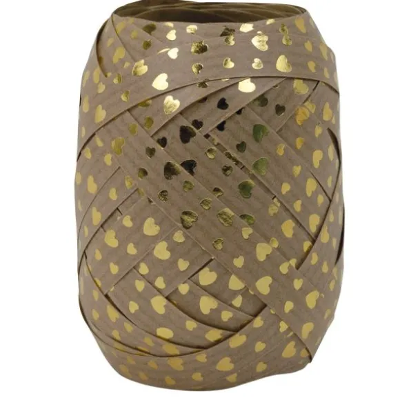 Œuf Bolduc Kraft avec cœurs - 5 mm x 20 m - Couleur au choix